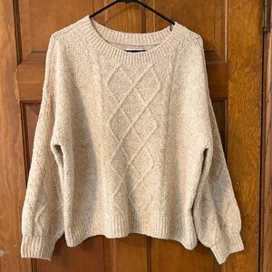 Lucky Brand Cozy Beige Cable Knit Sweater